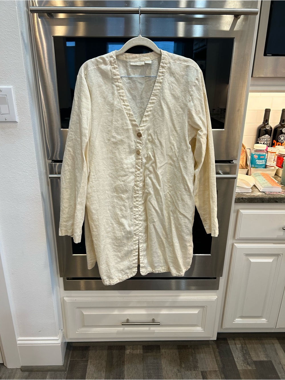 J. Jill Cream linen Cardigan size L GUC clean eco aesthetic coastal grandma